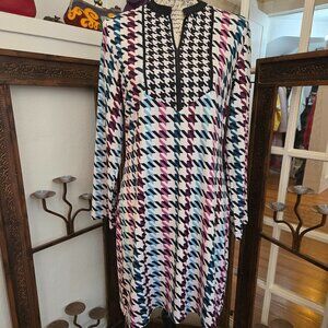 Tracy Negoshian Houndstooth Midi Dress, Sz S, NWOT